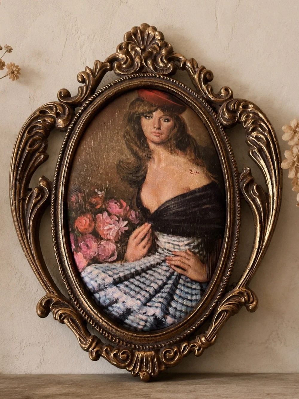 Vintage Solid Brass Romantic Lady Wall Plaque French Country Airbnb Cottagecore
